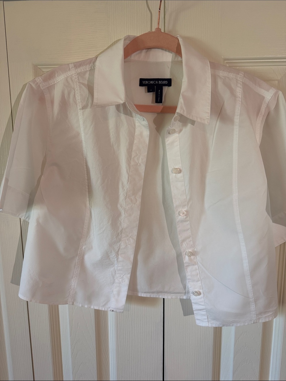 Veronica Beard White Short-Sleeve Button-Front Shirt